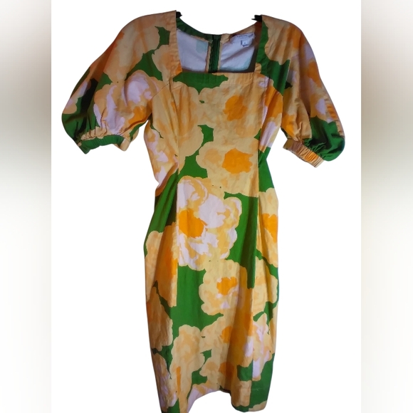 eudon choi Dresses & Skirts - Eudon Choi Floral Green and Yellow Dress Size 0 Cottagecore Fairy Romantic